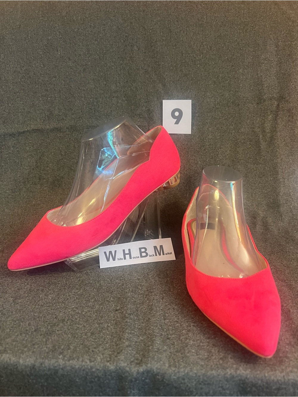WHBM Women's Bright Pink Pointed Low Heel Pumps